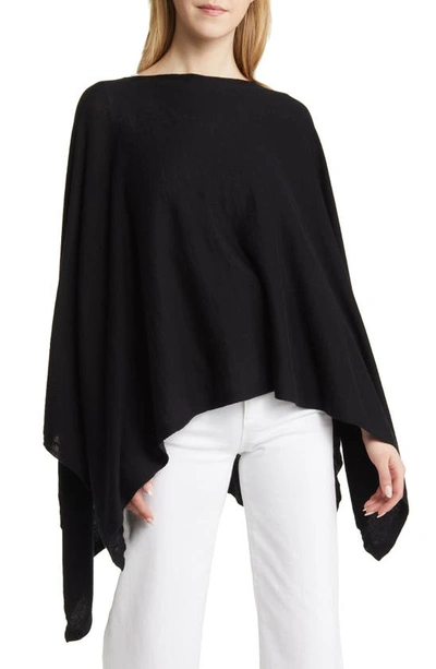 Nordstrom Cotton & Cashmere High-low Poncho In Black Rock
