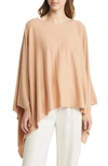 Nordstrom Cotton & Cashmere High-low Poncho In Tan Candy