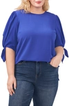 Cece Tie Sleeve Blouse In Blue Petal