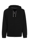 Brunello Cucinelli Techno Cotton Interlock Zip-front Hooded Sweatshirt In Black