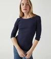 Michael Stars Dot 3/4 Sleeve Tee In Admiral