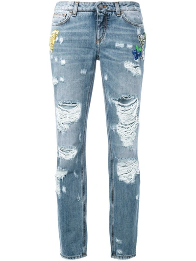 Dolce & Gabbana Distressed Boyfriend Jeans In Blue
