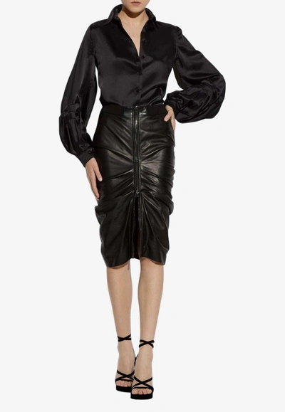 Tom Ford Balloon Sleeves Satin Shirt In Black