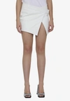 Attico Cloe Lambskin Leather Wrap Miniskirt In White