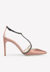 René Caovilla Crystal-embellished Pointed Pumps In Blush