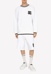 Dolce & Gabbana Dg Monogram And Dg Embroidery Jogging Shorts In White