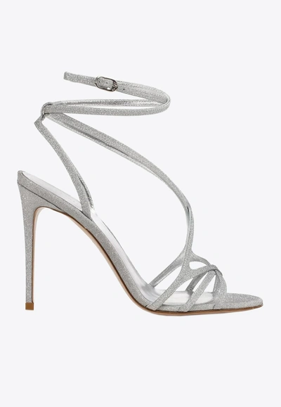 Le Silla Belen 105 Strappy Glittered Sandals In Silver
