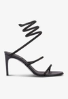 René Caovilla Cleo 80 Crystal-embellished Wraparound Sandals In Black