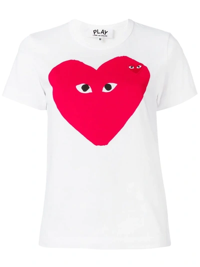 Comme Des Garçons Play Logo-print Crew Neck T-shirt In White