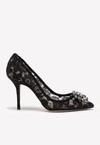 DOLCE & GABBANA BELLUCCI 90 CRYSTAL-EMBELLISHED PUMPS IN TAORMINA LACE,CD0101 AL198 80999