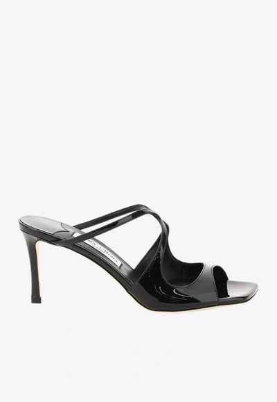 JIMMY CHOO ANISE 75 MULES IN PATENT LEATHER,ANISE 75 PAT BLACK