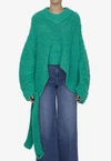 Attico Open-knit V-neck Jumper In Green