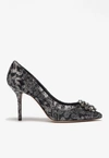 DOLCE & GABBANA BELLUCCI 90 TAORMINA LACE PUMPS WITH CRYSTAL DETAIL,CD0101 AE637 87505