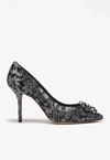 Dolce & Gabbana Bellucci 90 Taormina Lace Pumps With Crystal Detail In Gray