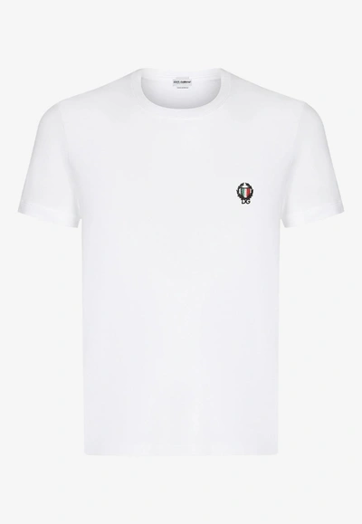Dolce & Gabbana Bi-elastic Short-sleeved T-shirt In White