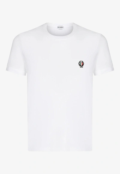 DOLCE & GABBANA LOGO-EMBROIDERED SHORT-SLEEVED T-SHIRT,M8C03J FUECG W0800