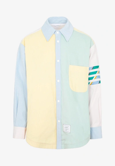 Thom Browne 4-bar Stripe Colour-block Overshirt In Multicolor