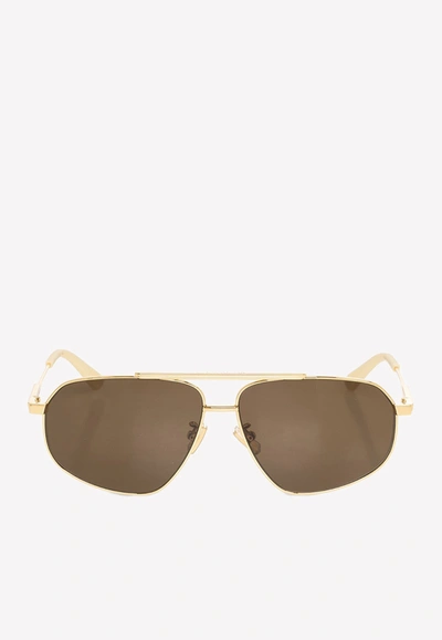 Bottega Veneta Aviator Sunglasses In Brown