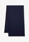 Ferragamo Cashmere And Silk Herringbone Scarf In Navy