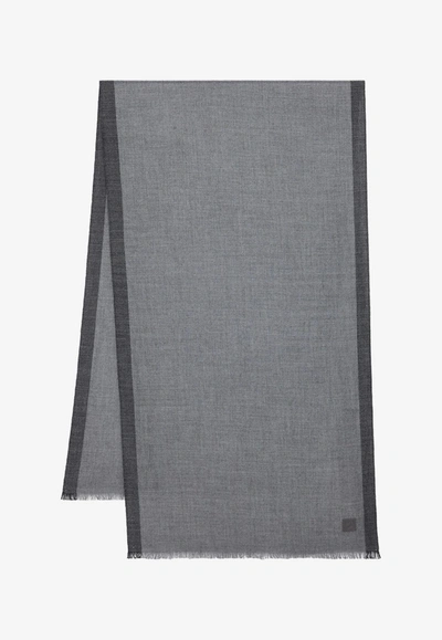 Ferragamo Cashmere And Silk Herringbone Scarf In Grey