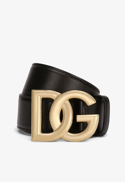 DOLCE & GABBANA DG LOGO CALF LEATHER BELT,BE1446 AW576 80999