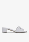 Dolce & Gabbana White Mules With Low Heel And Dg Millennials Detail In Smooth Leather Woman In White