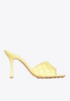 Bottega Veneta Womens Green Padded Quilted-leather Heeled Mules 5.5 In Lemonade
