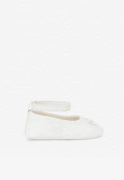 Dolce & Gabbana Baby Girls Dg Ballet Flats In Nappa Leather In White