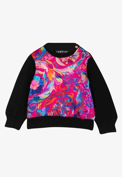 Versace Babies' Girls Black Kaleoidoscopic Sweatshirt In Multicolor