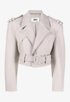 Mm6 Maison Margiela Belted Cropped Jacket In Gray