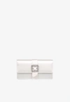 MANOLO BLAHNIK CAPRI SATIN CLUTCH WITH CLC CRYSTAL BUCKLE,CAPRI CLC CREAM 1205 0783-0036