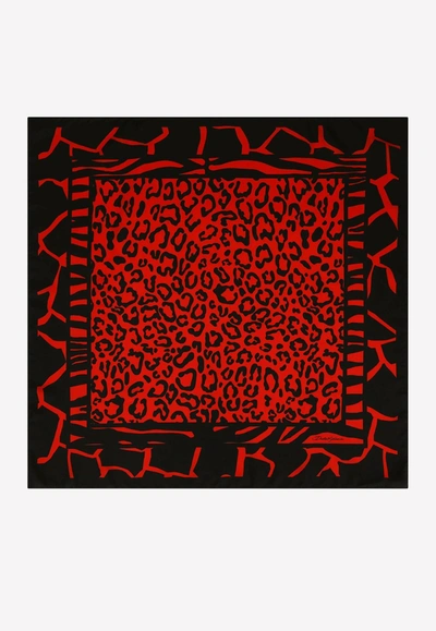 DOLCE & GABBANA ANIMALIER TWILL SILK SCARF,FN090R GDBKR HSYJN