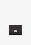 Dolce & Gabbana Dauphine Calfskin Wallet With Branded Plate In Black