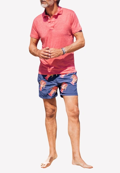 Les Canebiers All-over Lobster Print Swim Shorts In Navy