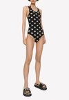 Dolce & Gabbana One-piece Swimsuit With All-over Dg Logo Print In Black