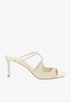 Jimmy Choo Womens Champagne Anise 75 Glitter-effect Leather Heeled Sandals In Gold