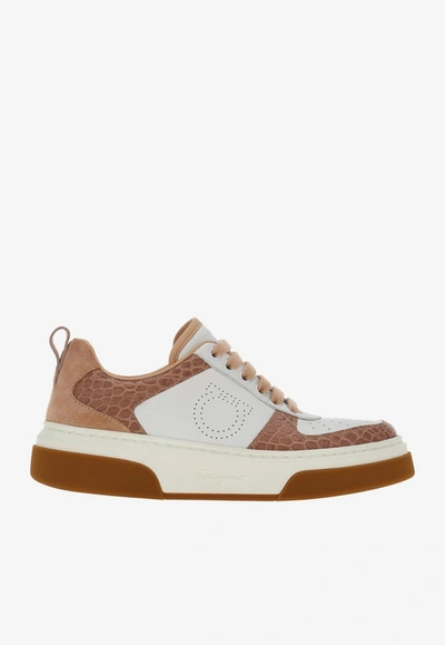 Ferragamo Multicolor Gancini Sneaker In Beige