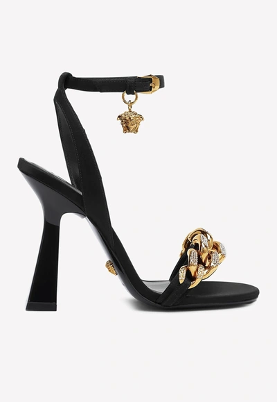 Versace 110 Medusa Chain Sandals In Black