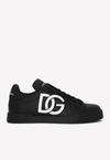 Dolce & Gabbana Calfskin Portofino Sneakers With Dg Logo In Black