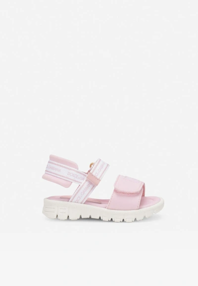 Dolce & Gabbana Baby Girls Dg Sandals In Tech Fabric In Pink