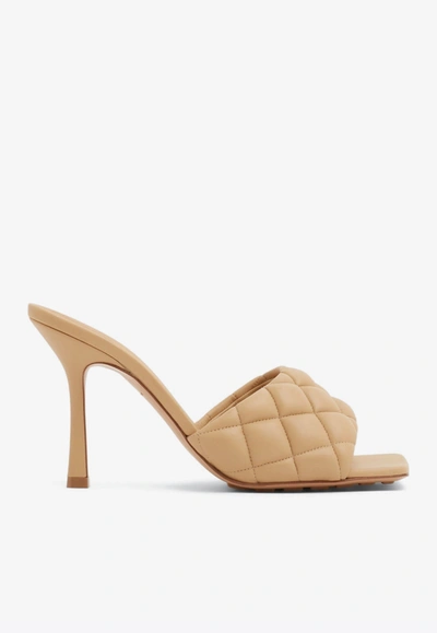 Bottega Veneta Neutral Padded 90 Leather Mules In Nude