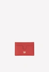 Tom Ford Calf Leather Logo Cardholder In Red