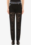 Dolce & Gabbana Boyfriend Jeans In Denim And Lace In Black