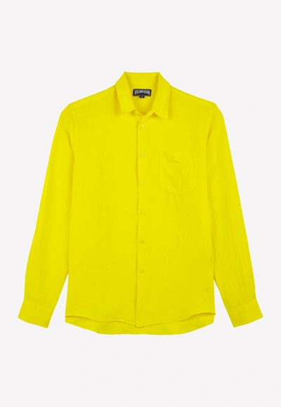 Vilebrequin Caracal Long-sleeved Cotton Shirt In Yellow