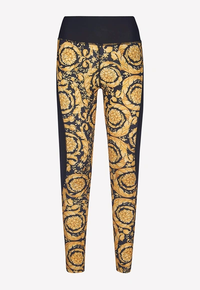 Versace Barocco Print High-waisted Leggings In Multi-colored