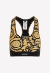 Versace Barocco Print Sports Bra In Multicolor