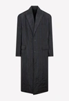 Balenciaga Checkered Long Nylon Raincoat In Gray
