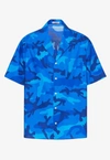 Valentino Camouflage Print Short-sleeved Shirt In Blue
