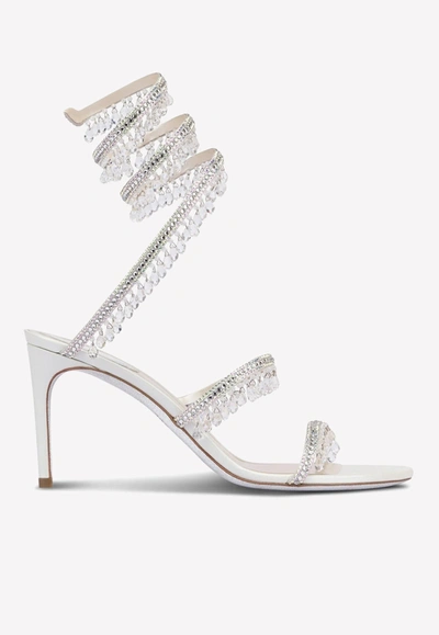 René Caovilla Chandelier 80 Crystal-embellished Sandals In Grey