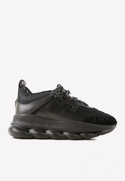 Versace Chain Reaction Sneakers In Black